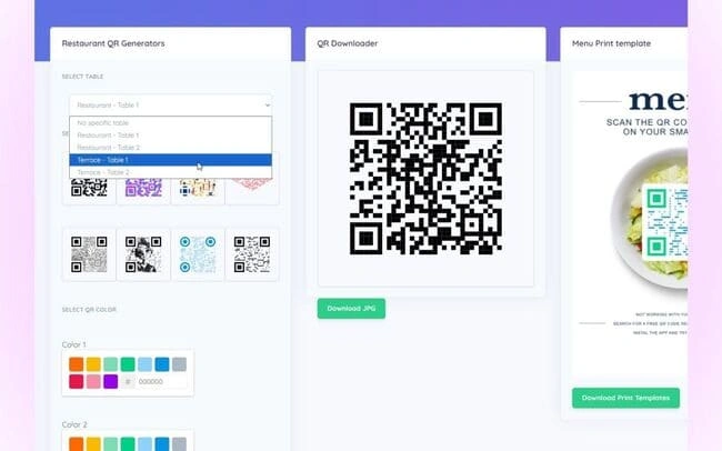 Table-Specific QR Codes & Print Templates